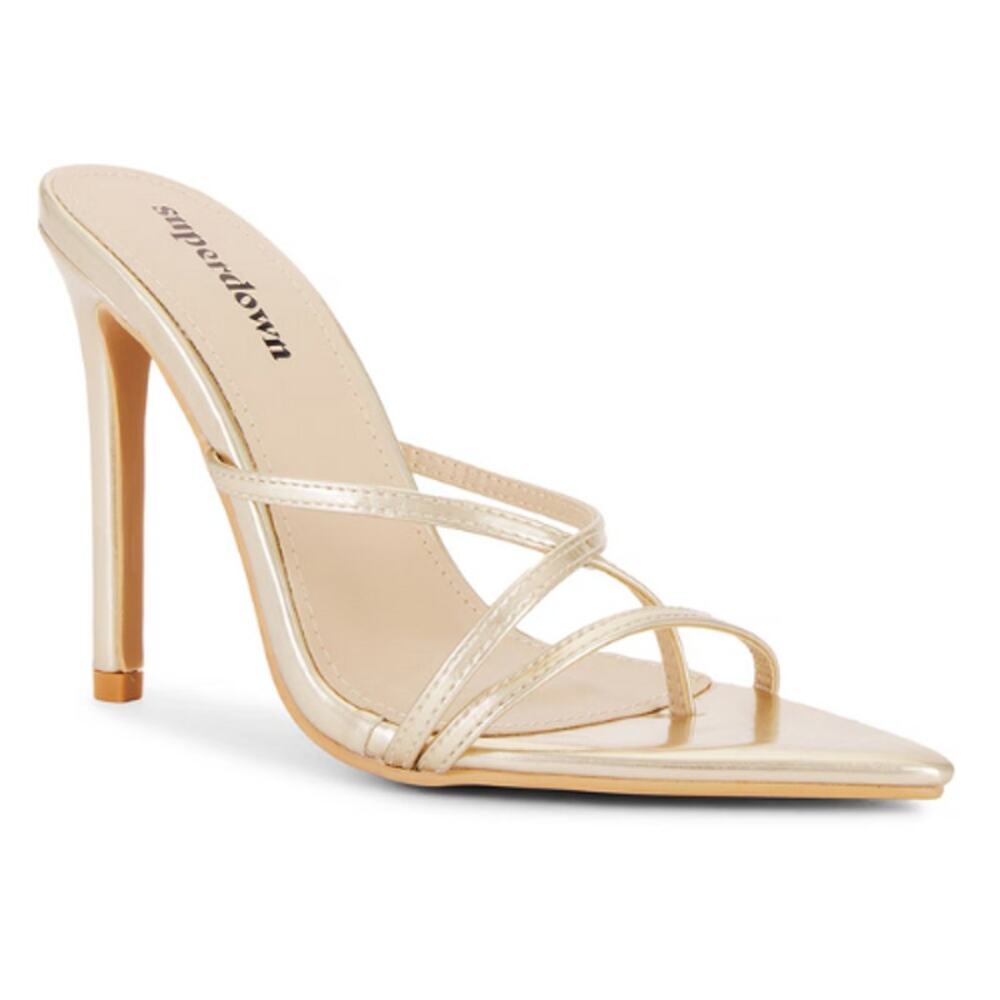superdown Sofia Heel in Gold – EUC Size 8